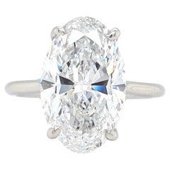 Louis Newman & Co Anillo solitario de diamantes ovalados alargados de 5 quilates con certificación GIA