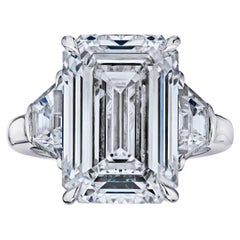 Louis Newman & Co GIA Certified 5.01 Carat Emerald Cut Diamond Three-Stone Ring