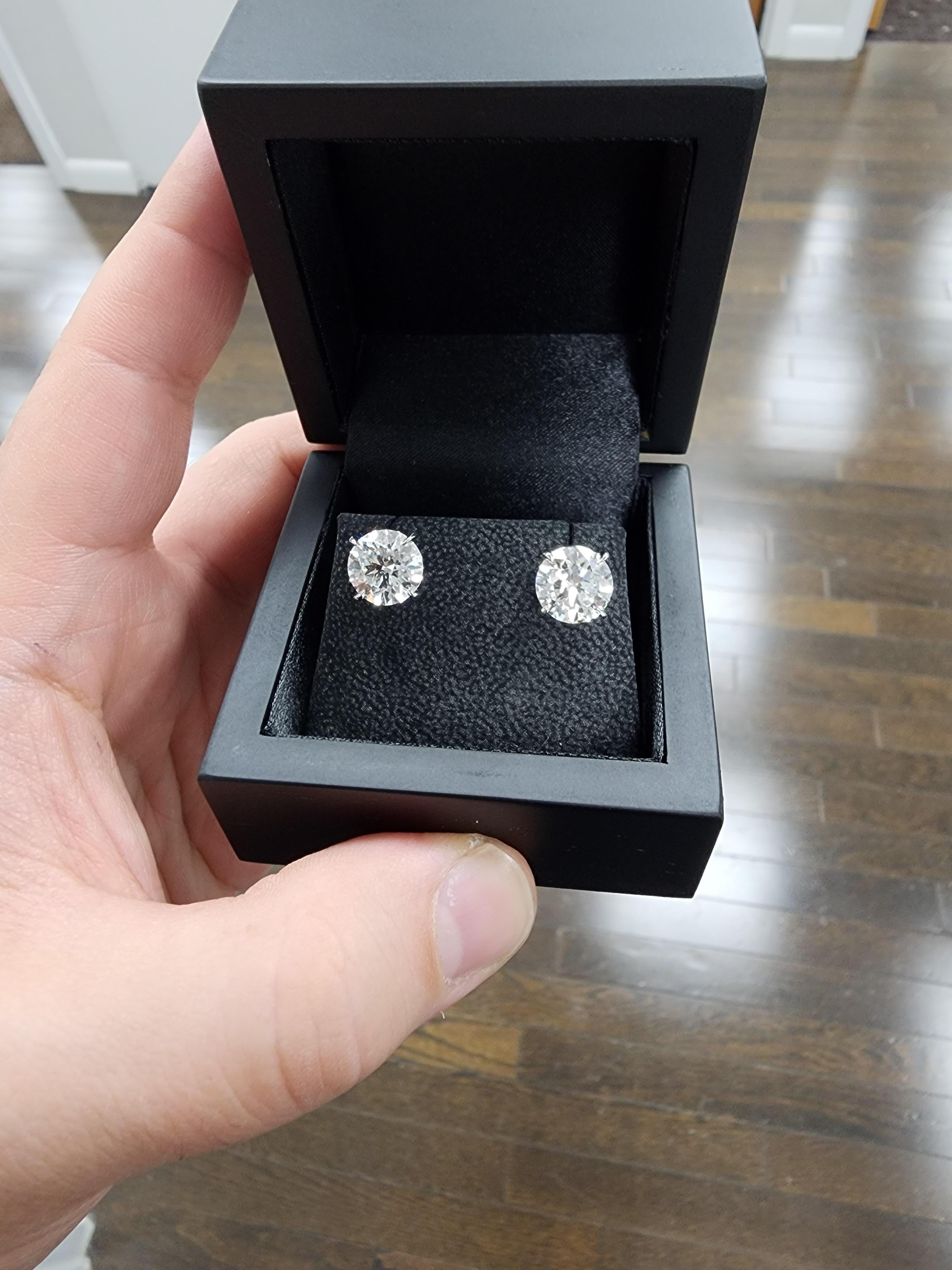 Round Cut Louis Newman & Co GIA Certified 6.62 carats total Diamond Studs For Sale