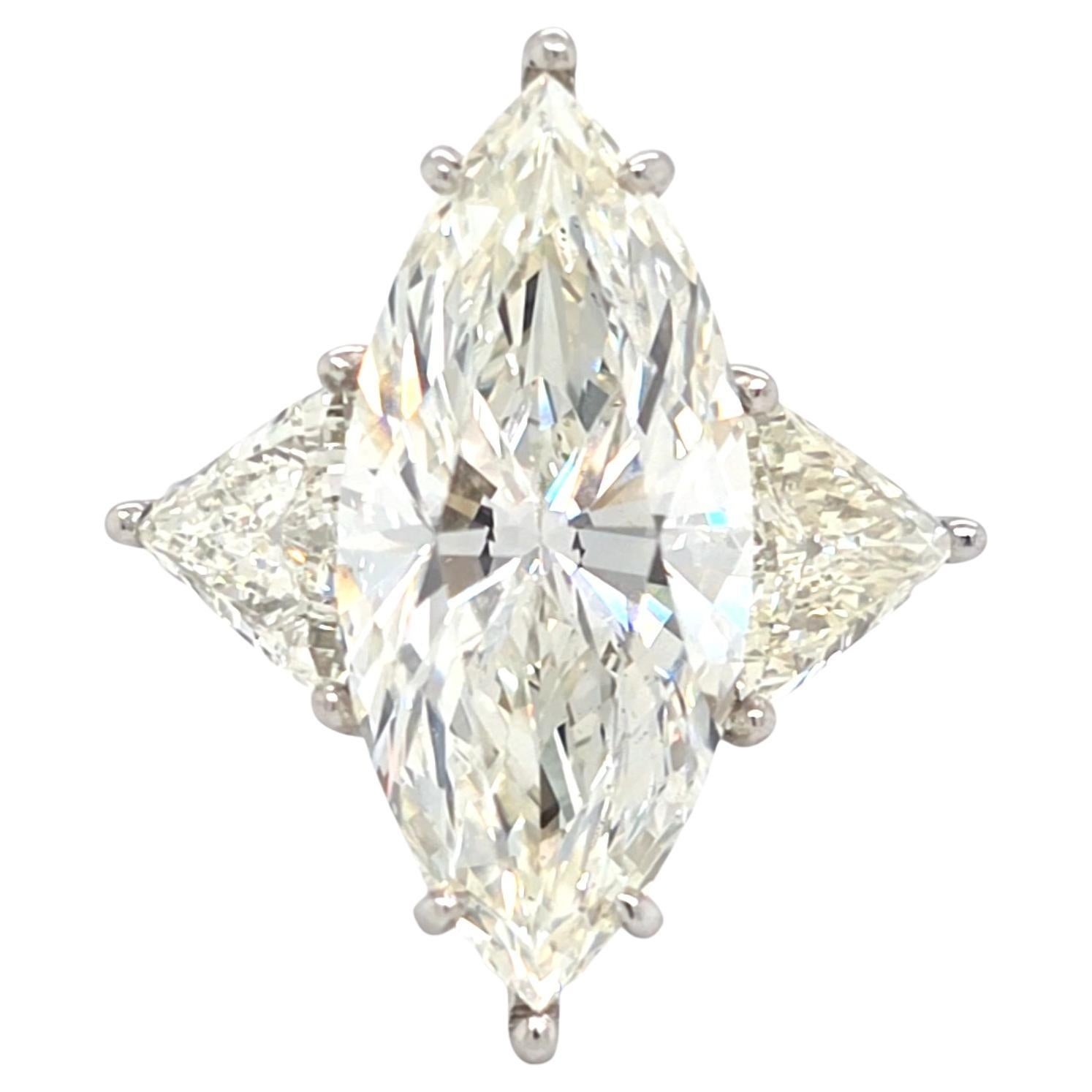 Louis Newman & Co GIA Certified 7 carat Elongated Marquise Cut Diamond Ring in vendita