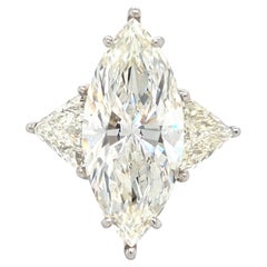 Louis Newman & Co GIA Certified 7 carat Elongated Marquise Cut Diamond Ring