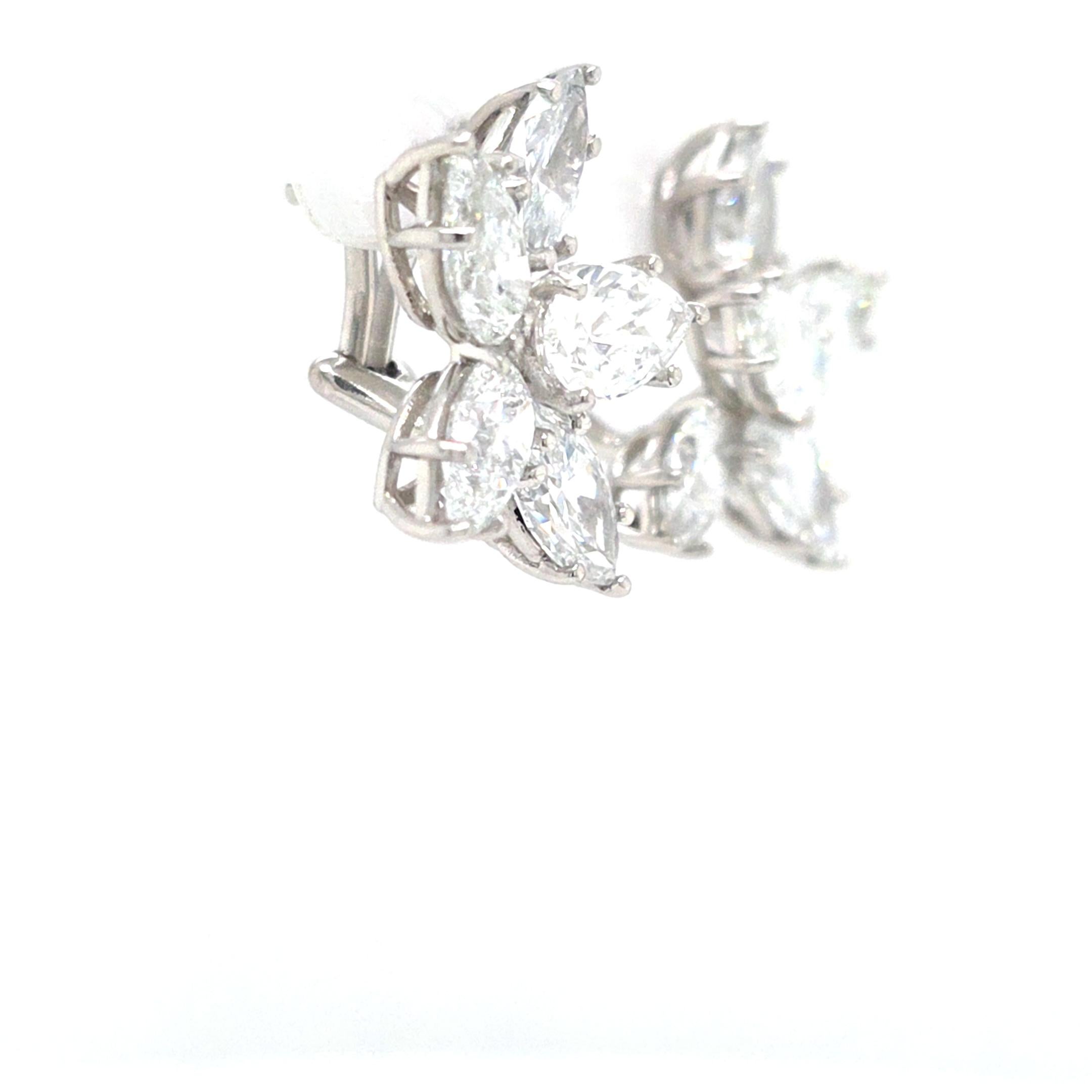 Louis Newman & Co GIA Certified 7.06 Carats Diamond Cluster Earrings In New Condition For Sale In New York, NY