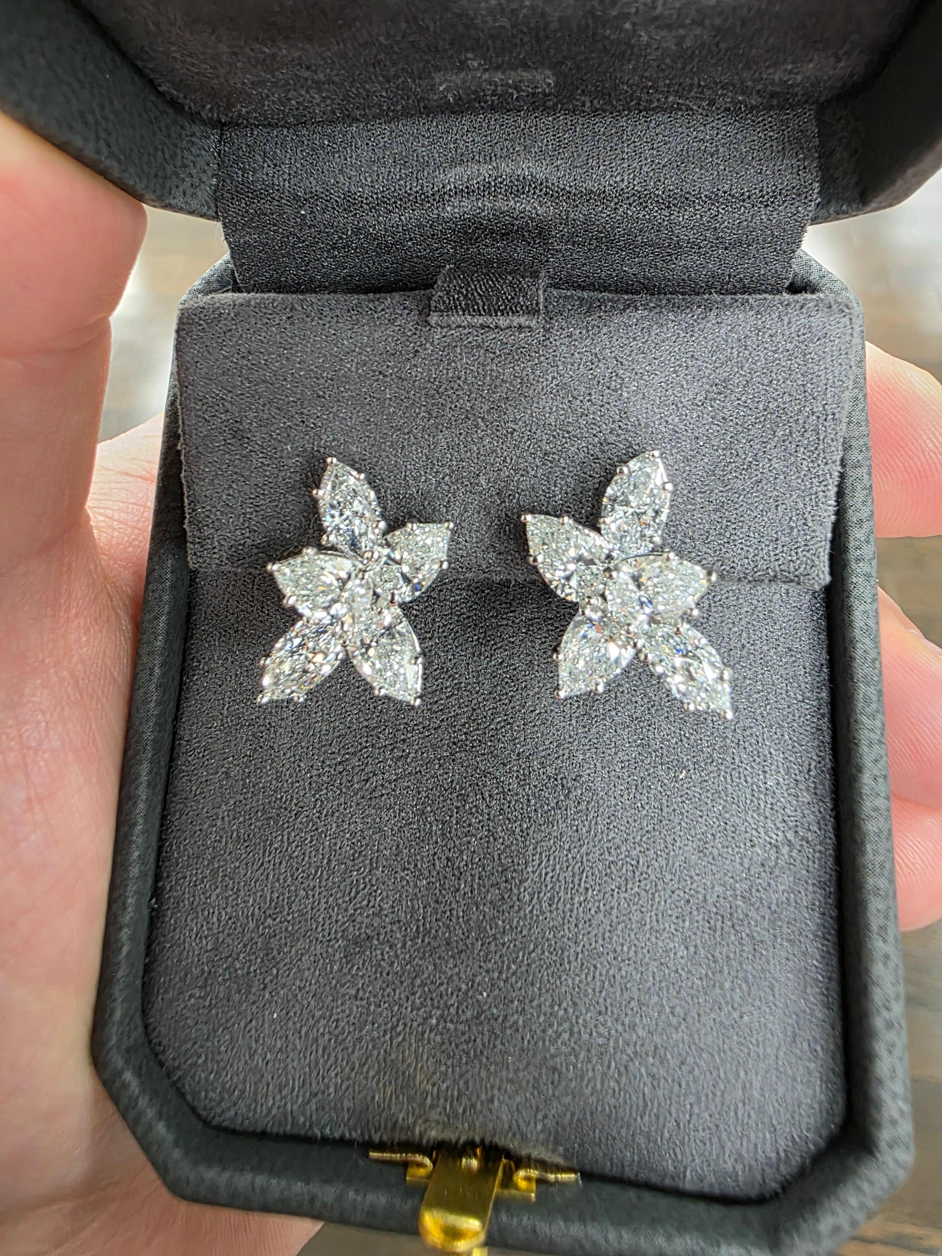 Louis Newman & Co GIA Certified 7.06 Carats Diamond Cluster Earrings For Sale 1