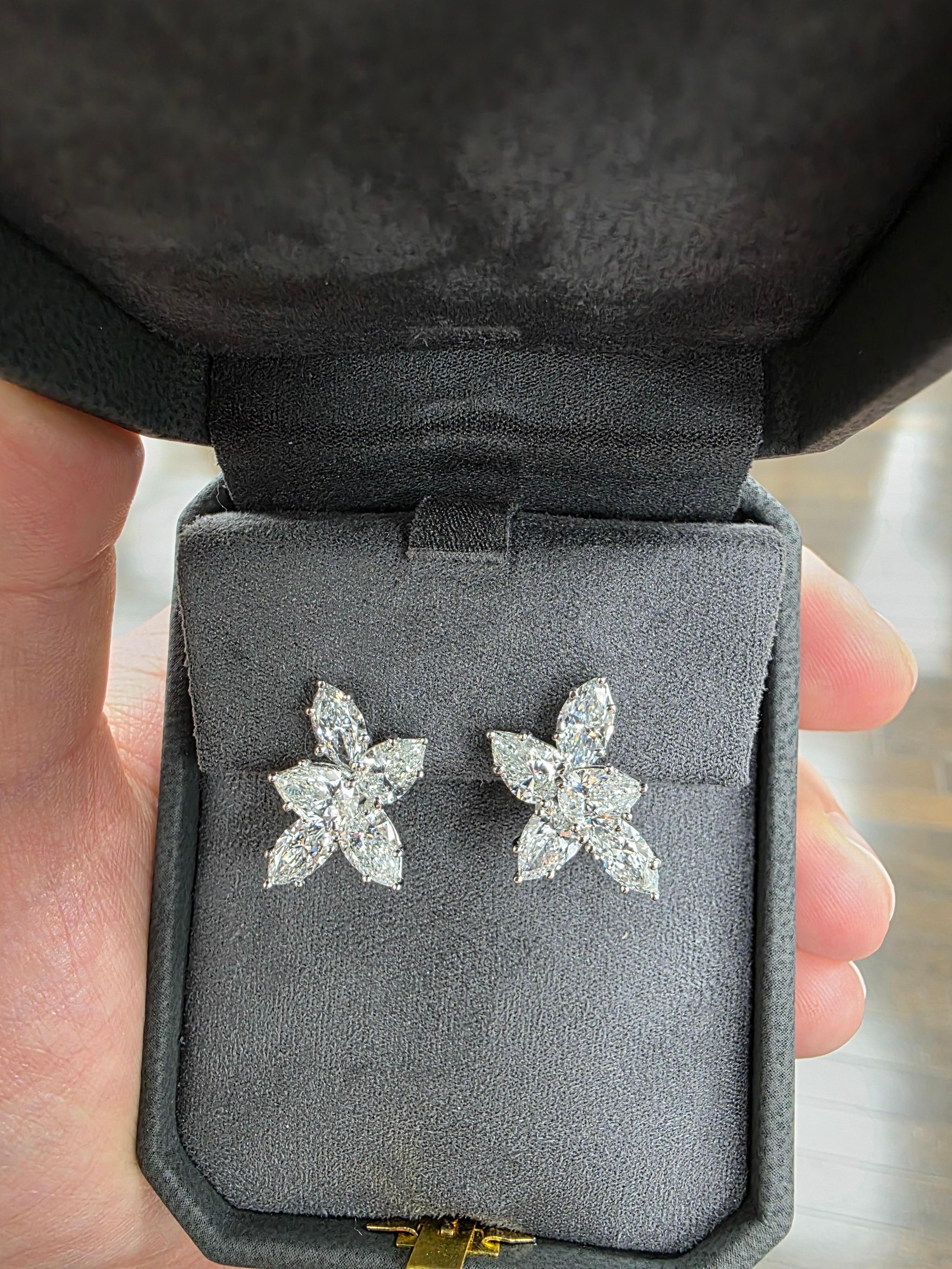 Louis Newman & Co GIA Certified 7.06 Carats Diamond Cluster Earrings For Sale 2