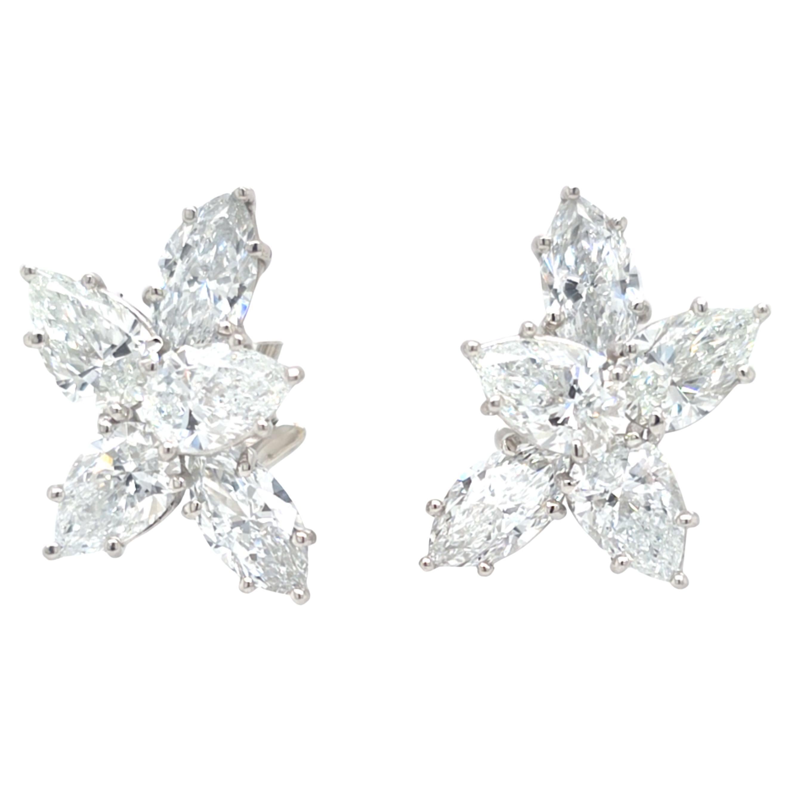 Louis Newman & Co GIA Certified 7.06 Carats Diamond Cluster Earrings For Sale