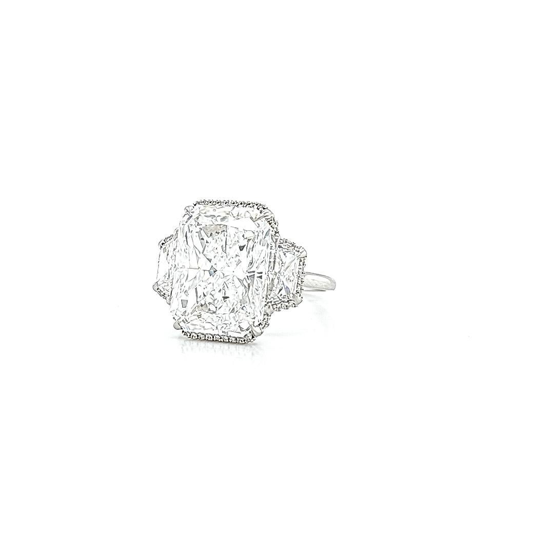 Louis Newman & Co GIA Certified 8.85 Carat Radiant Cut Diamond Three Stone Ring 1