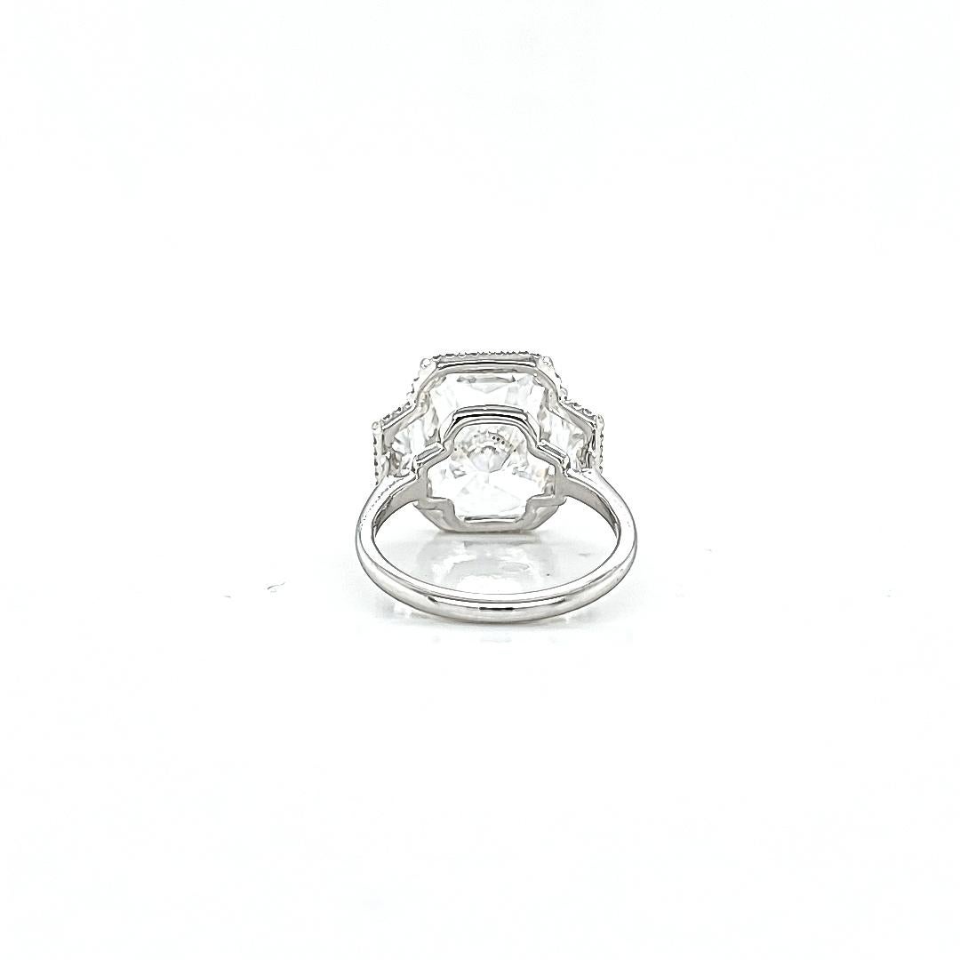 Louis Newman & Co GIA Certified 8.85 Carat Radiant Cut Diamond Three Stone Ring 2