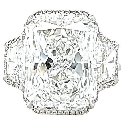 Louis Newman & Co GIA Certified 8.85 Carat Radiant Cut Diamond Three Stone Ring