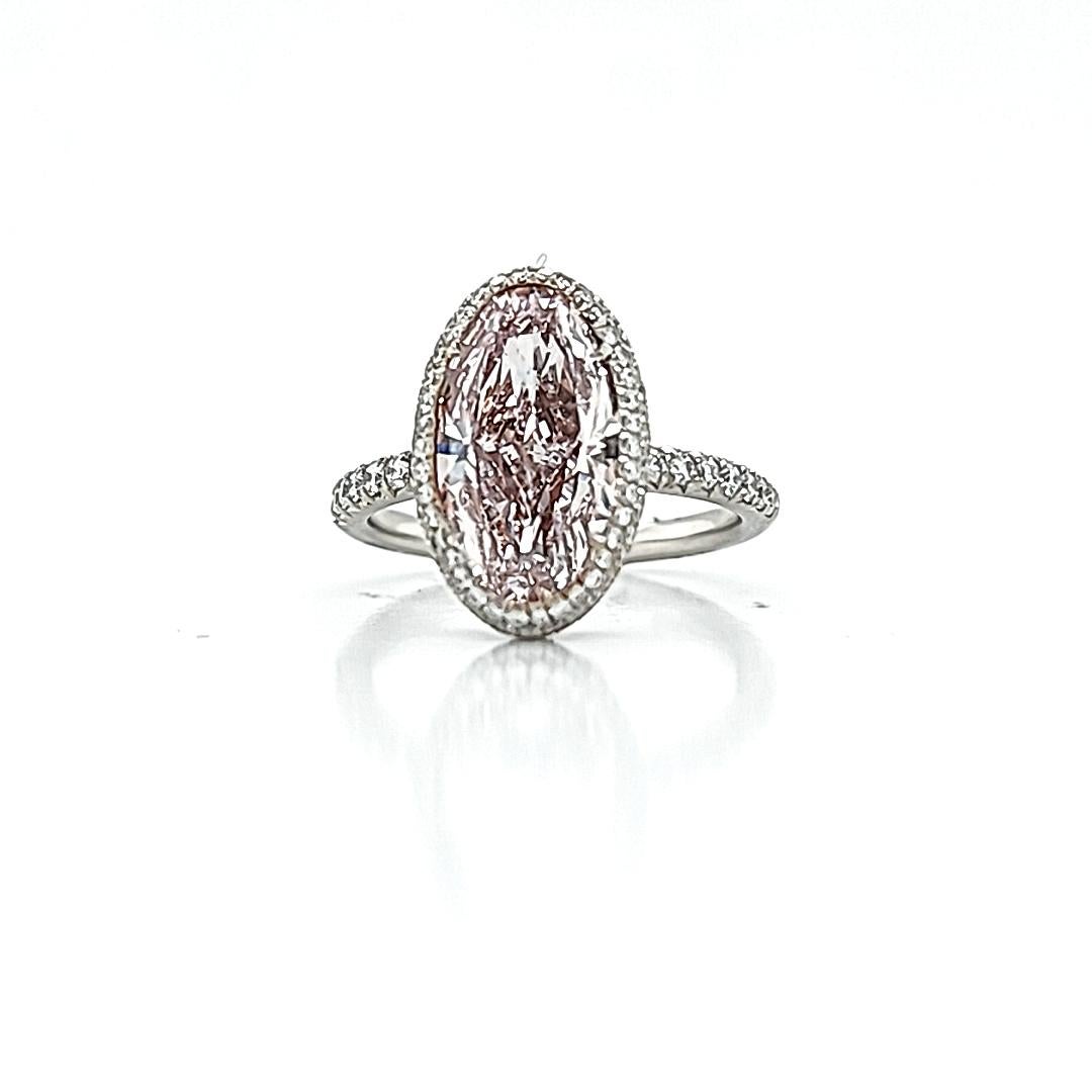 Oval Cut Louis Newman & Company 3 Carat GIA Certified Oval Pink Diamond Ring