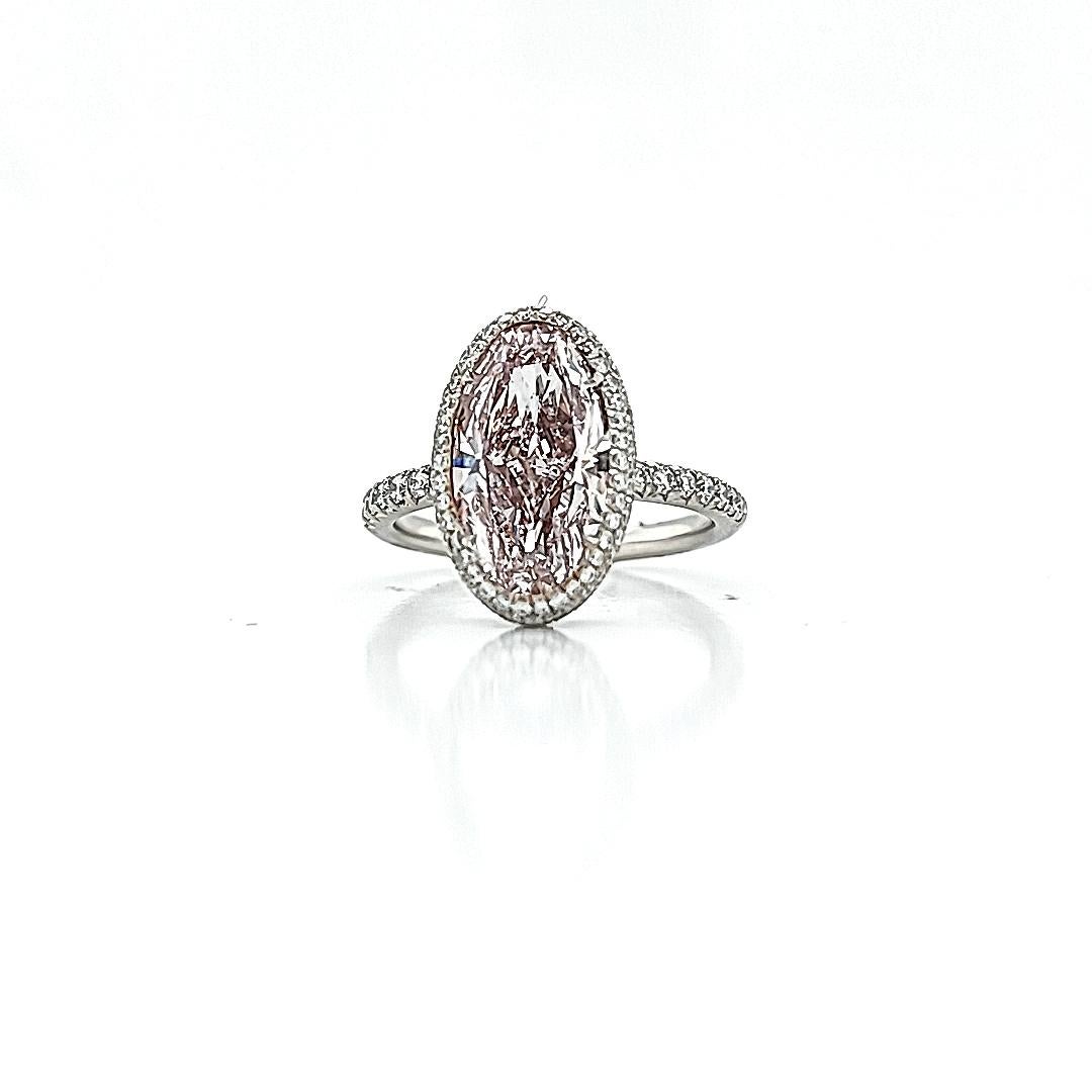 Louis Newman & Company 3 Carat GIA Certified Oval Pink Diamond Ring In New Condition In New York, NY