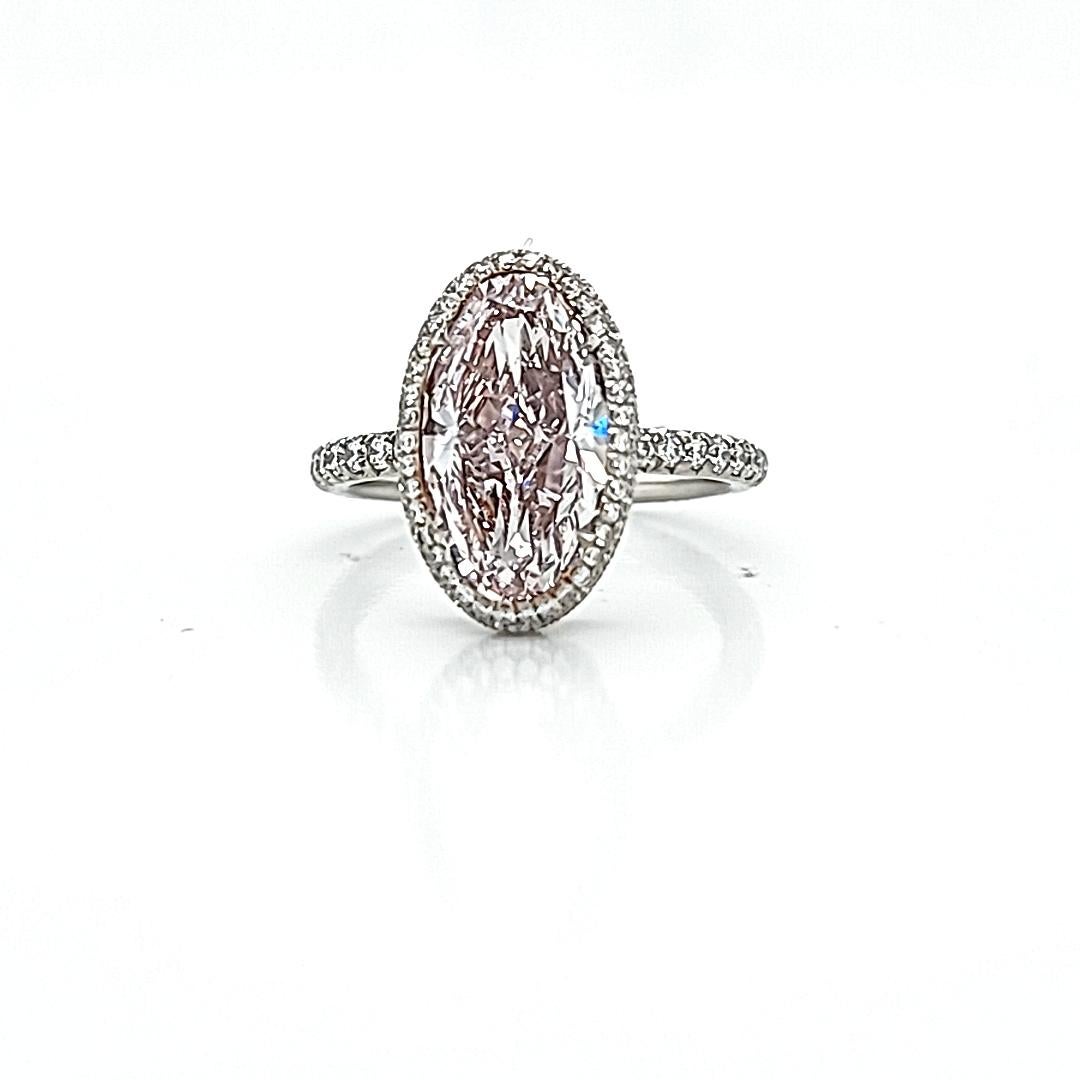 Women's or Men's Louis Newman & Company 3 Carat GIA Certified Oval Pink Diamond Ring