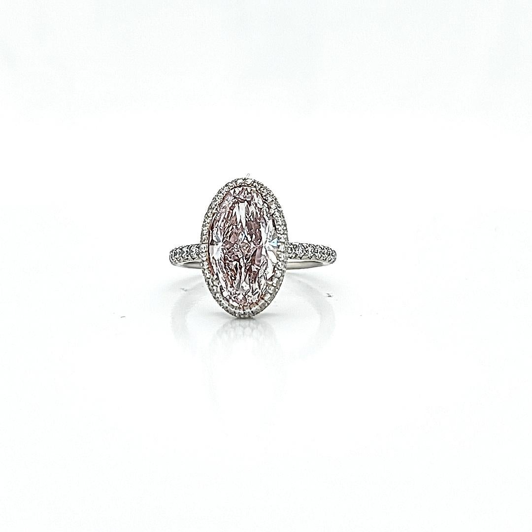 Louis Newman & Company 3 Carat GIA Certified Oval Pink Diamond Ring 1