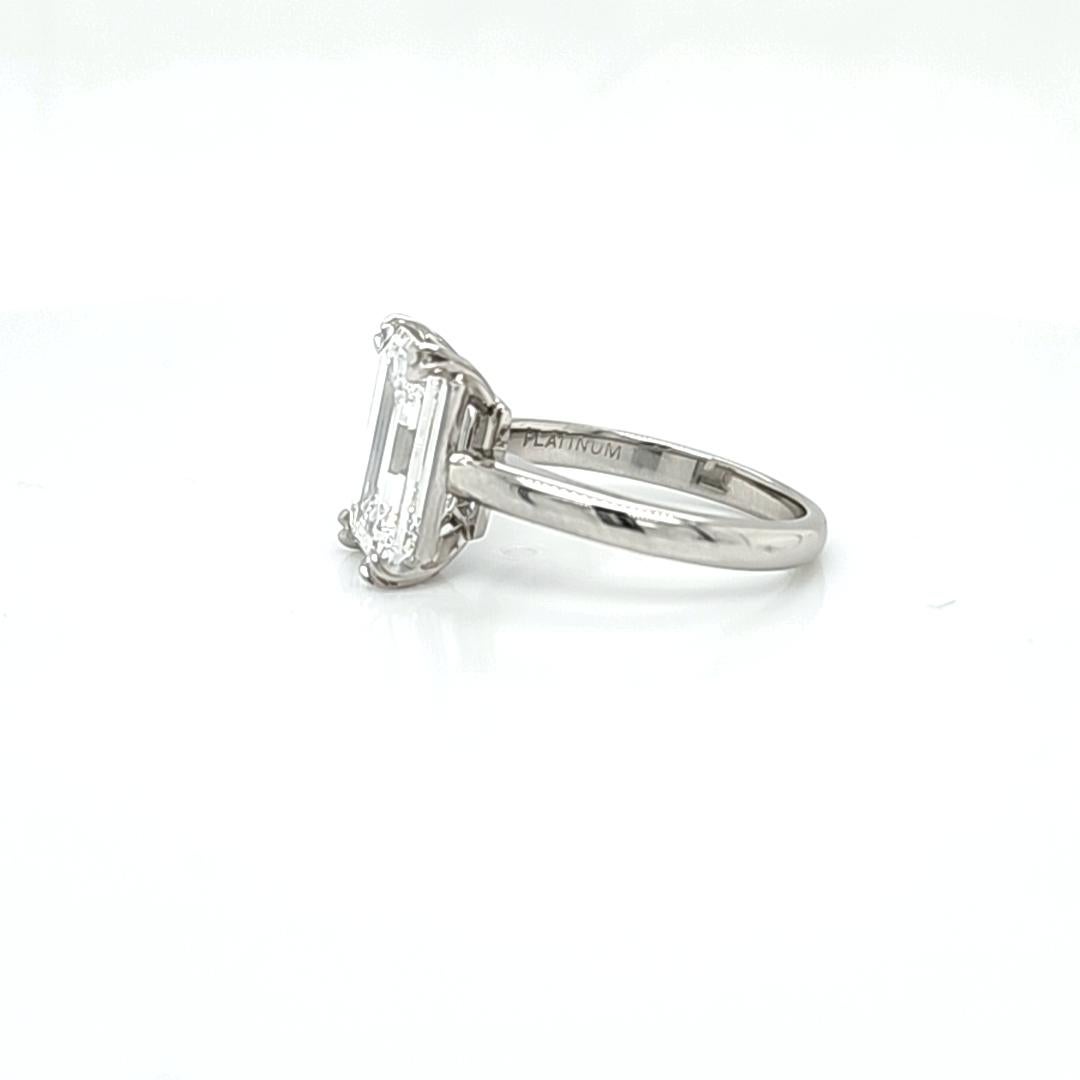 Emerald Cut 4.01 Carat GIA Certified Emerald, Cut Diamond Ring For Sale