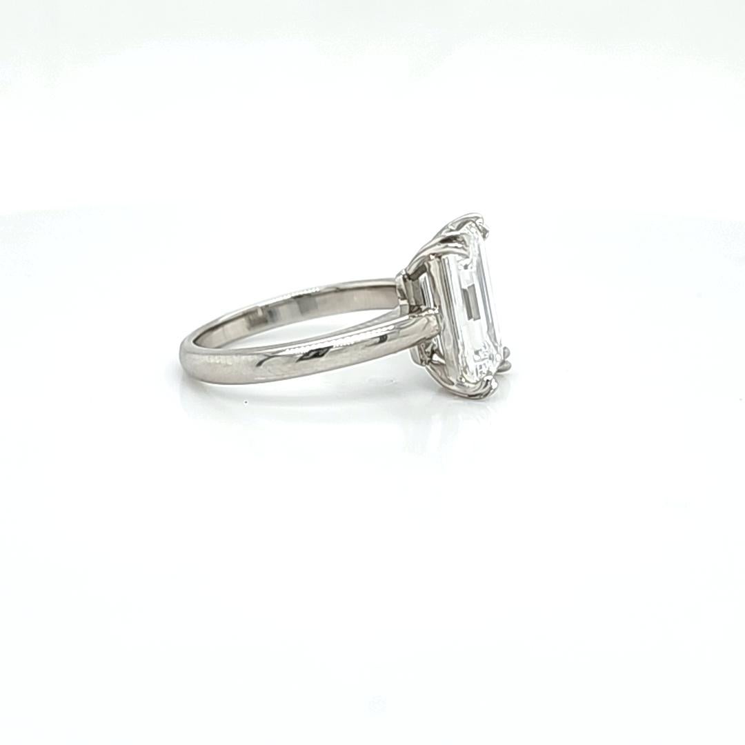 Emerald Cut 4.01 Carat GIA Certified Emerald, Cut Diamond Ring For Sale