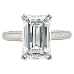 4.01 Carat GIA Certified Emerald, Cut Diamond Ring