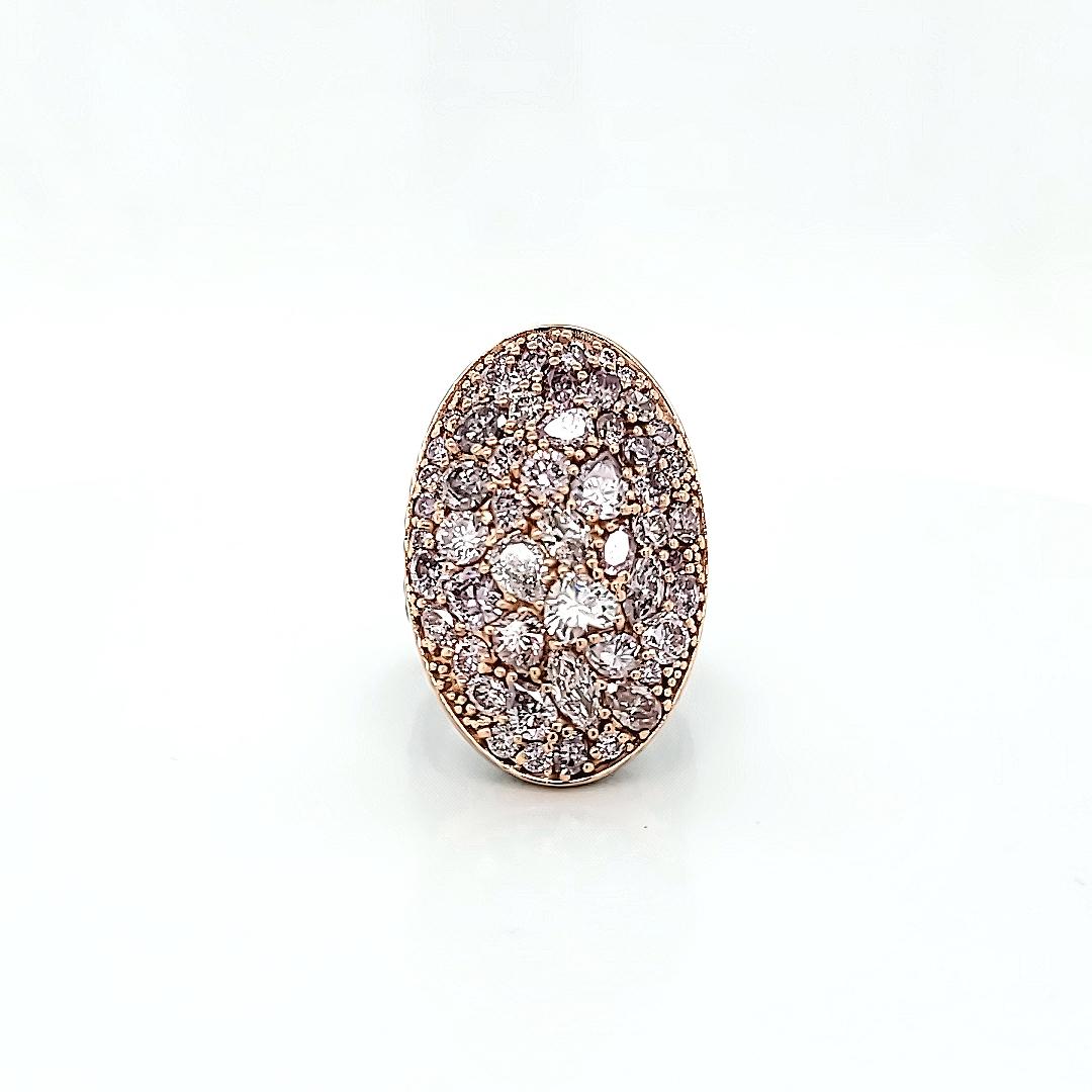 Mixed Cut Fancy Prink Diamonds Cocktail Ring