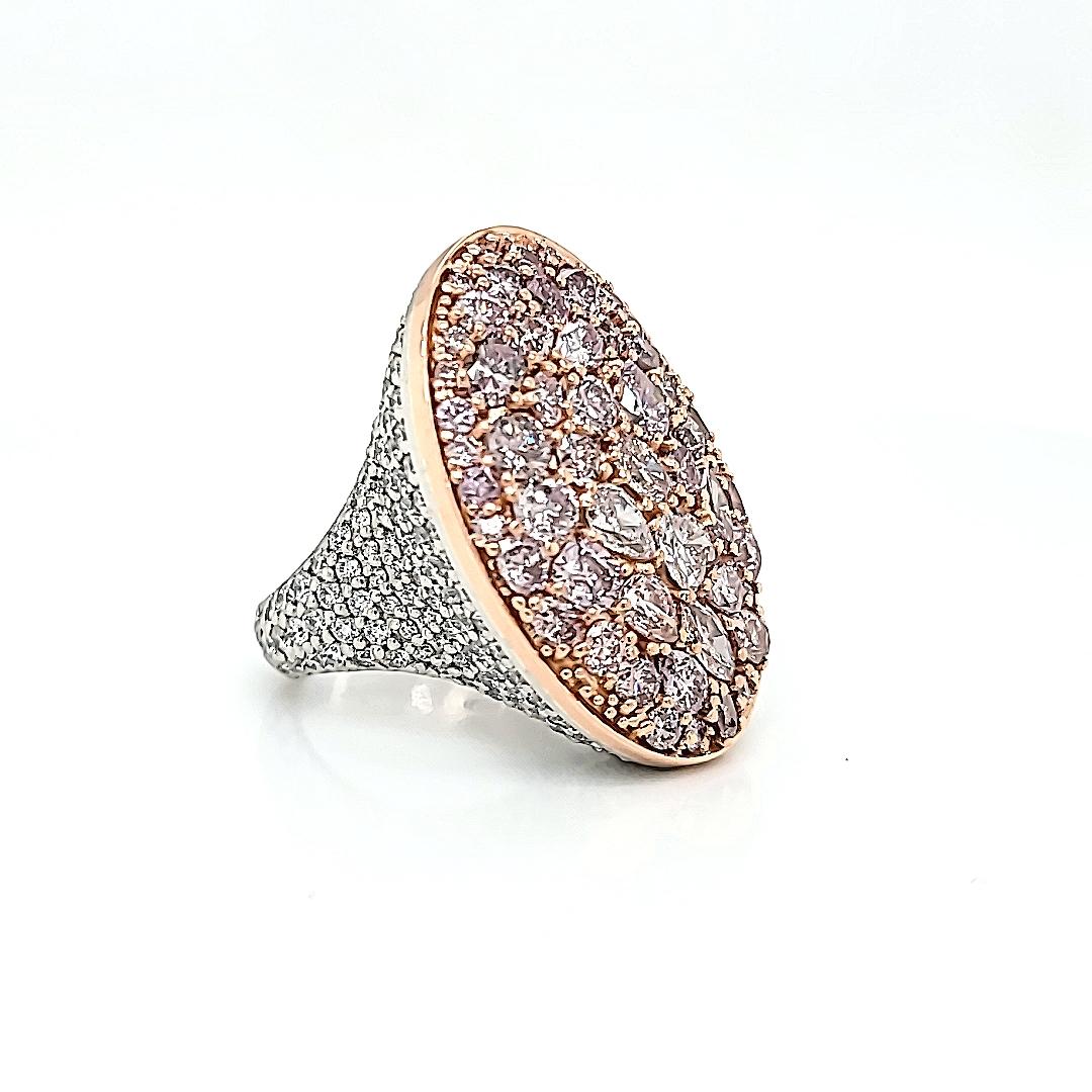 Fancy Prink Diamonds Cocktail Ring In New Condition In New York, NY