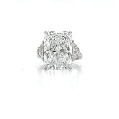 GIA Certified 11.04 Carat Radiant Cut Three Stone Ring