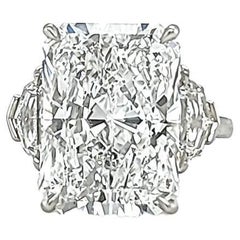 GIA Certified 11.04 Carat Radiant Cut Three Stone Ring