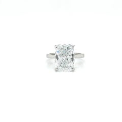 Louis Newman & Company GIA certified 5 Carat Elongated Cushion Solitaire Ring