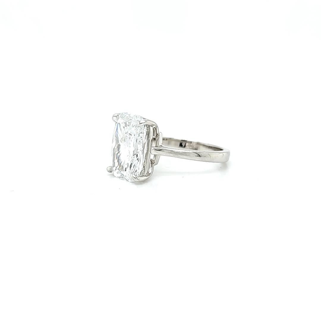 Louis Newman & Company GIA certified 5 Carat Elongated Cushion Solitaire Ring In New Condition For Sale In New York, NY