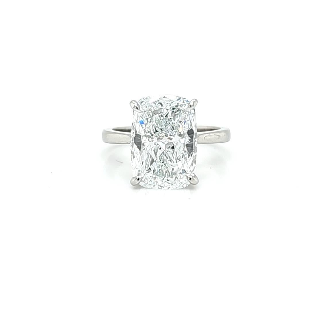 Louis Newman & Company GIA certified 5 Carat Elongated Cushion Solitaire Ring For Sale 2