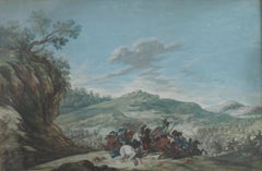 Battle Scene with Castle and Donjon, Gouache on Parchment, Blarenberghe