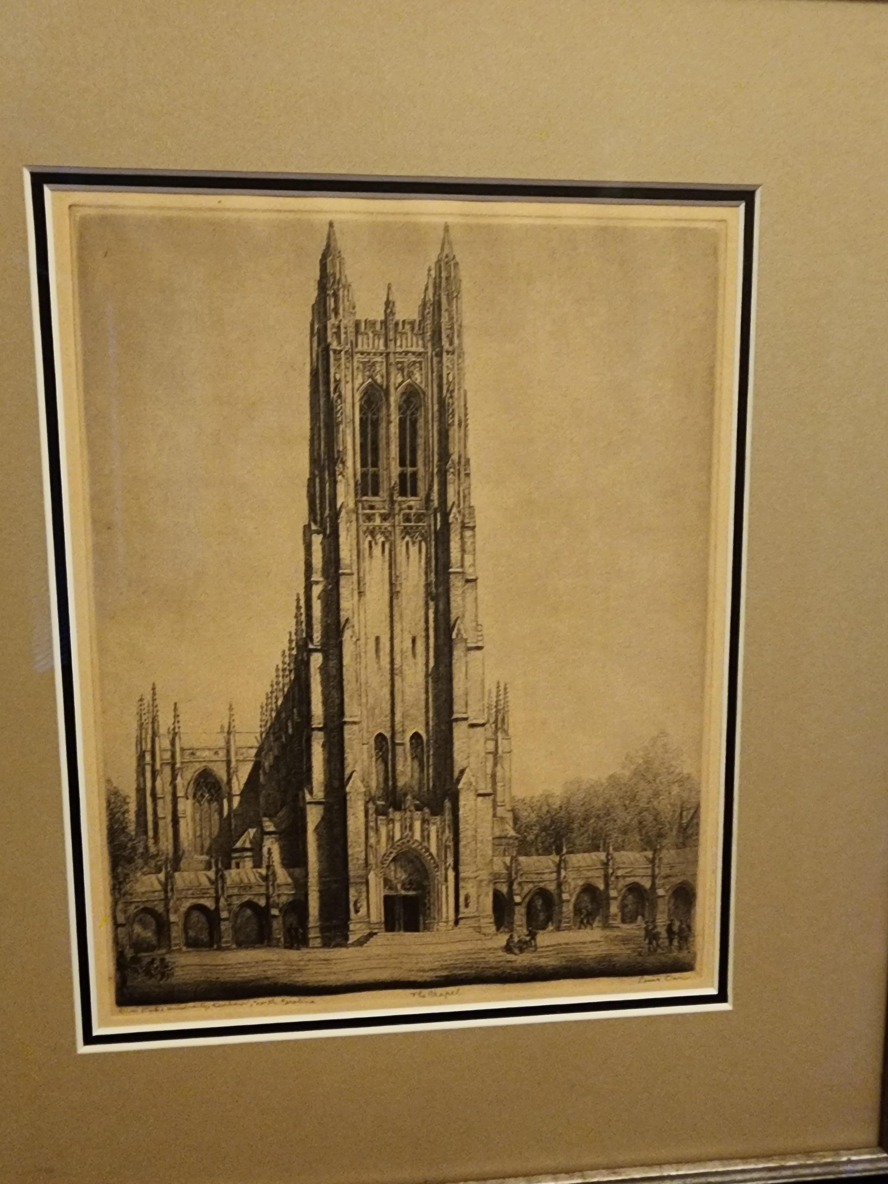 The Chapel, Duke University, Durham, North Carolina  - Print by Louis Orr