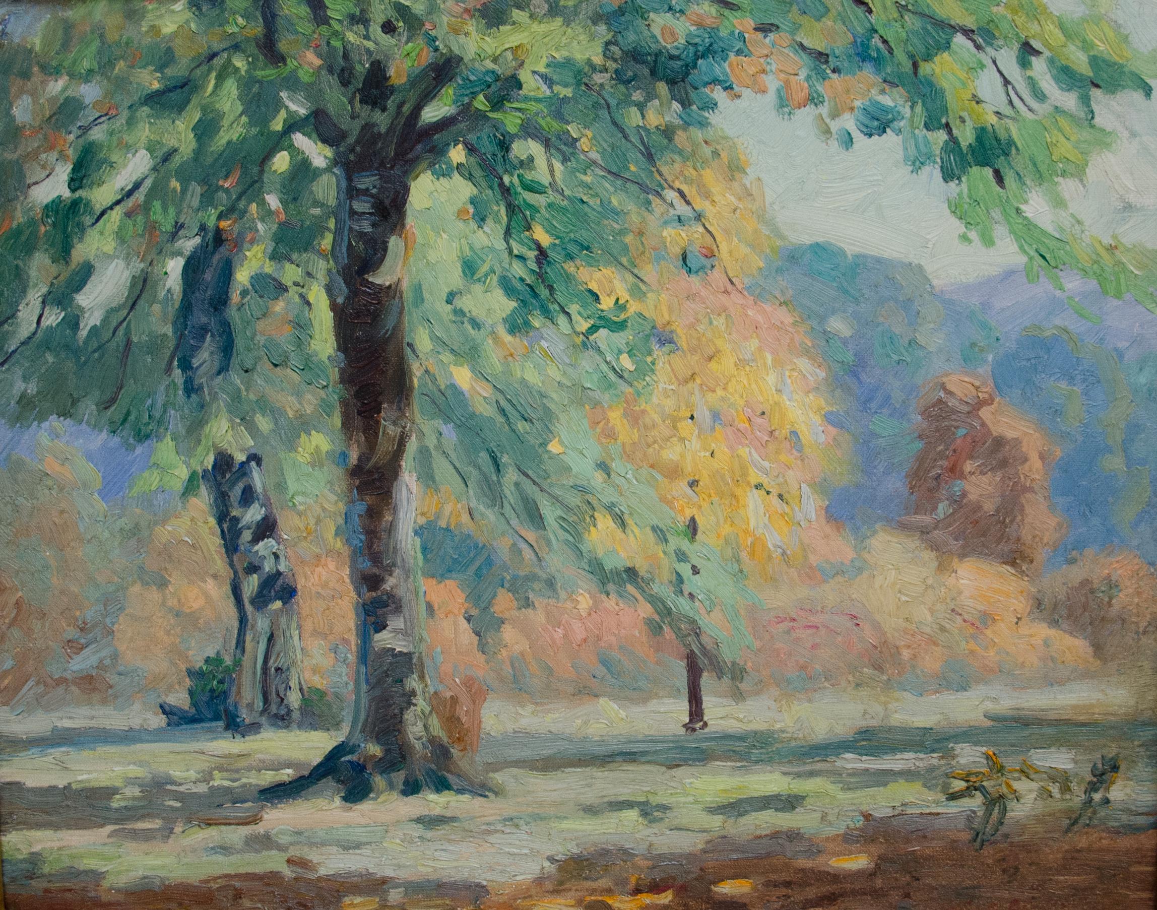 Louis Oscar Griffith Landscape Painting - Autumn Afternoon (Brown County, Indiana) Landscape with colorful trees