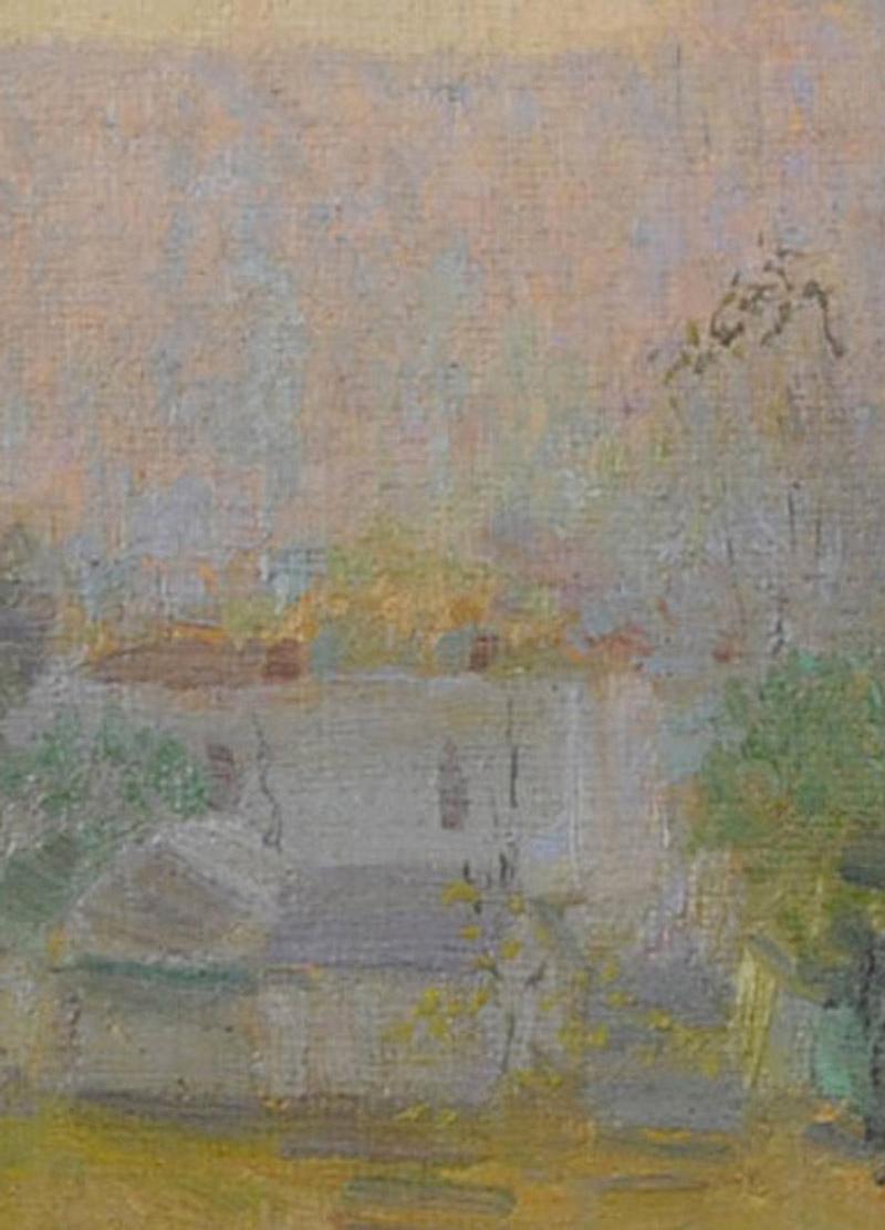 Nashville al amanecer
Óleo sobre lienzo, montado sobre tabla de resina de archivo
Firmado por el artista abajo a la izquierda
Procedencia:  Propiedad del artista                  
                       Por decente
Un precioso óleo impresionista de