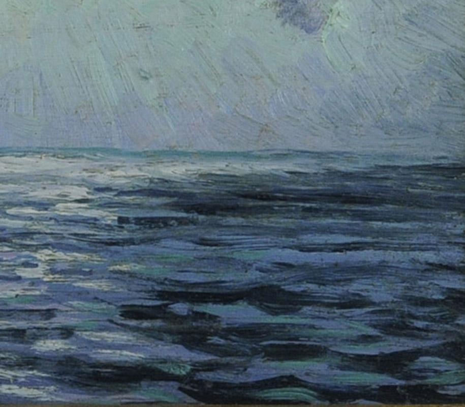 Tempeste (in mare) - Landscape Painting Marrone di Louis Oscar Griffith