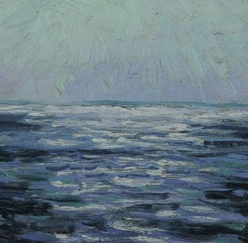 Tempesta (in mare)
Olio su tavola, 1908 circa
Firmato: L. O. Griffith in basso a sinistra (vedi foto)
Titolato sull'etichetta sul retro
Immagine: 6 5/8 x 8 3/4