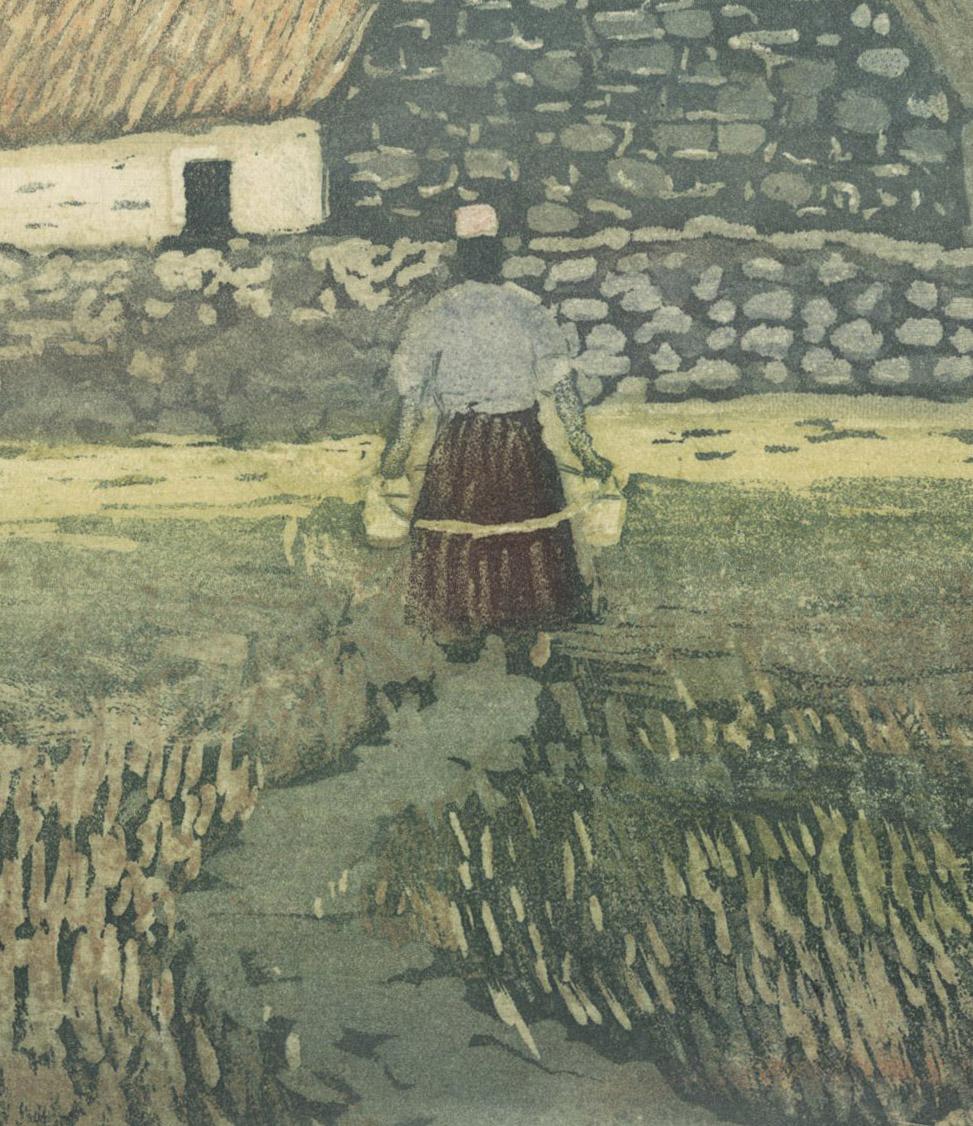 Paesaggio della Bretagna con figura - Print di Louis Oscar Griffith