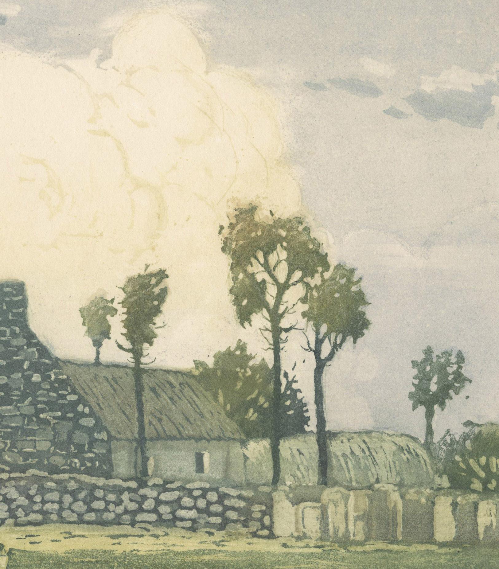 Paesaggio della Bretagna con figura - Print Impressionismo americano di Louis Oscar Griffith