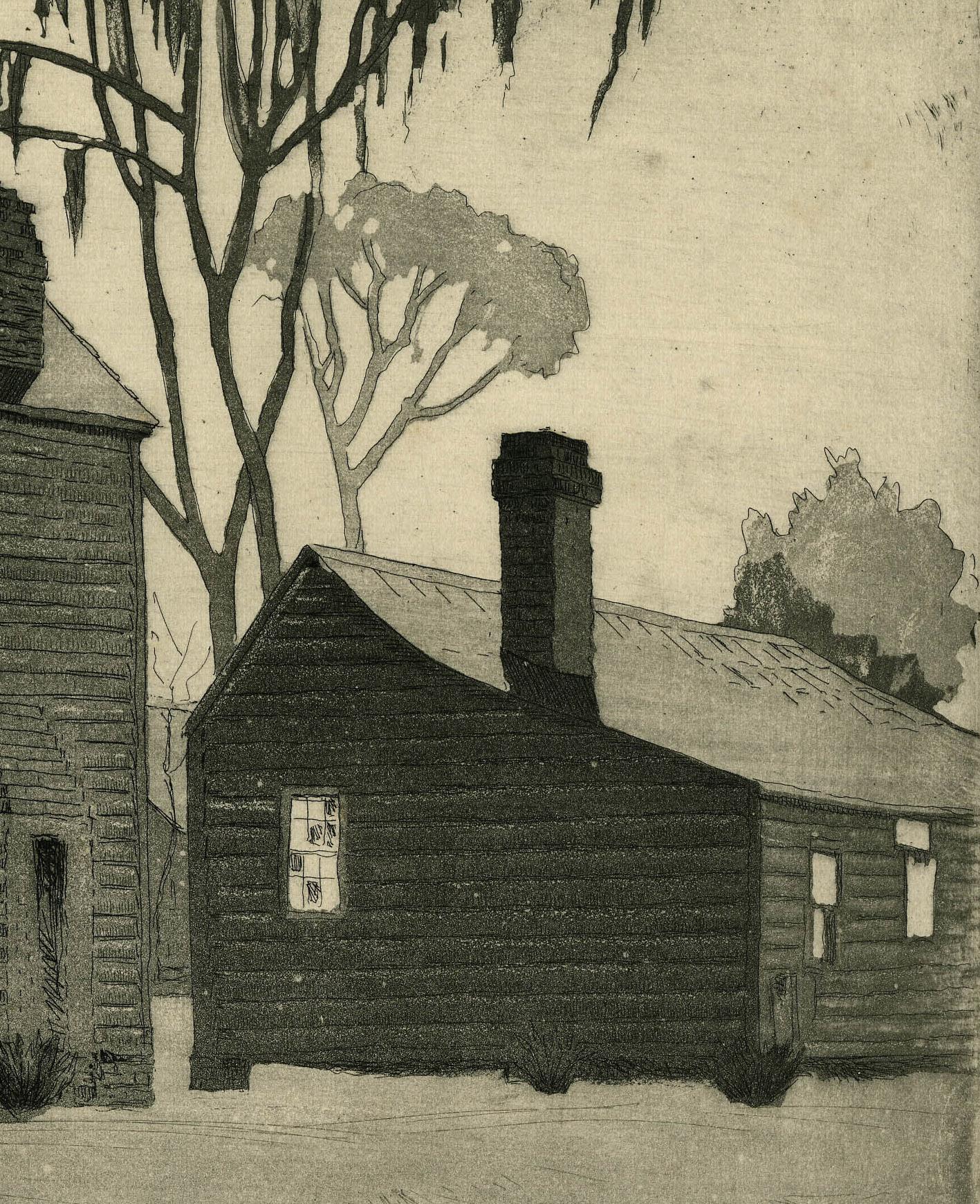 Desolation, S.C. oder Deserted Cabins, Beauford, S.C. (Amerikanischer Impressionismus), Print, von Louis Oscar Griffith