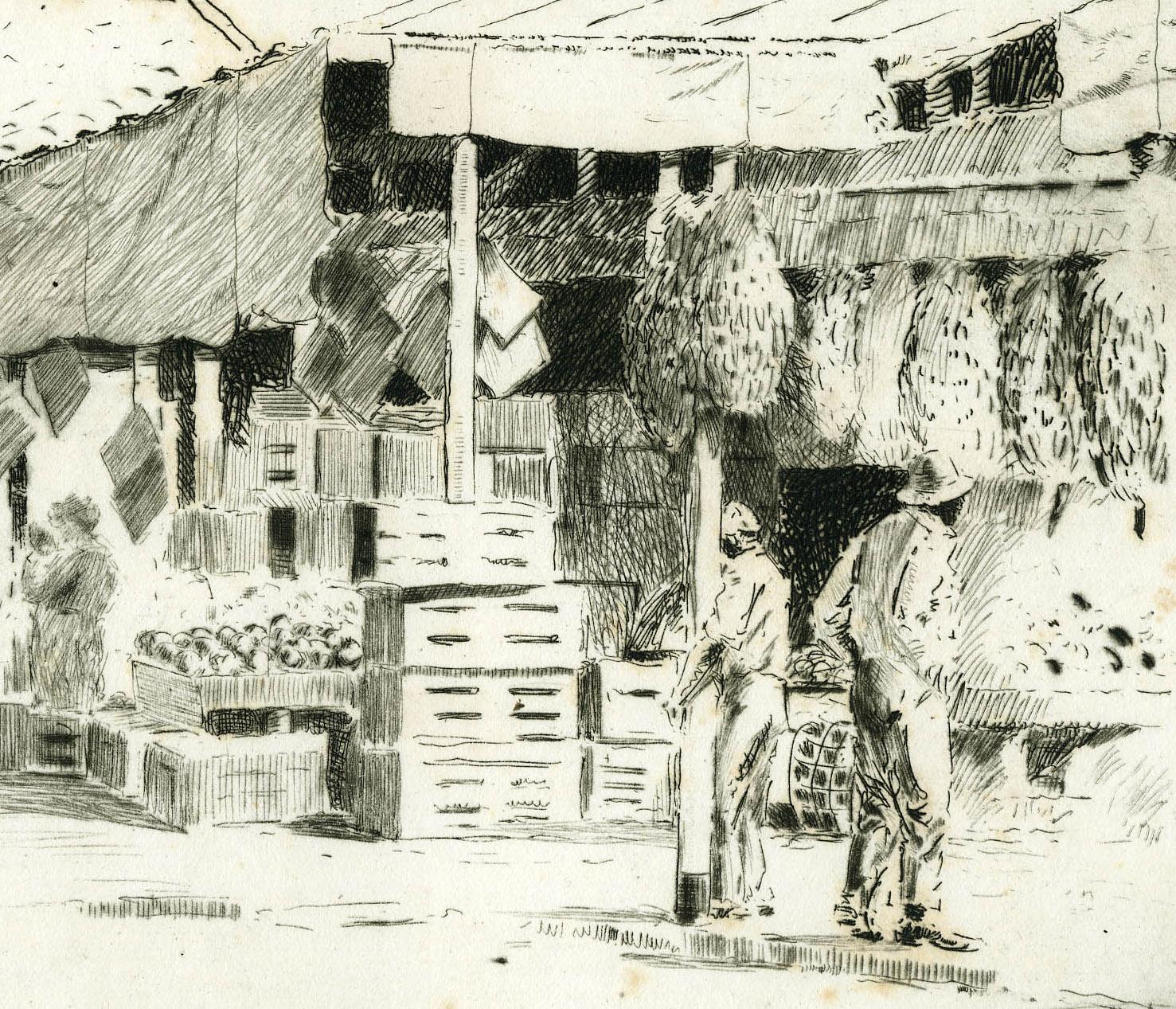 Mediodía de calma (Charleston, Carolina del Sur) - Figurative Print Beige de Louis Oscar Griffith