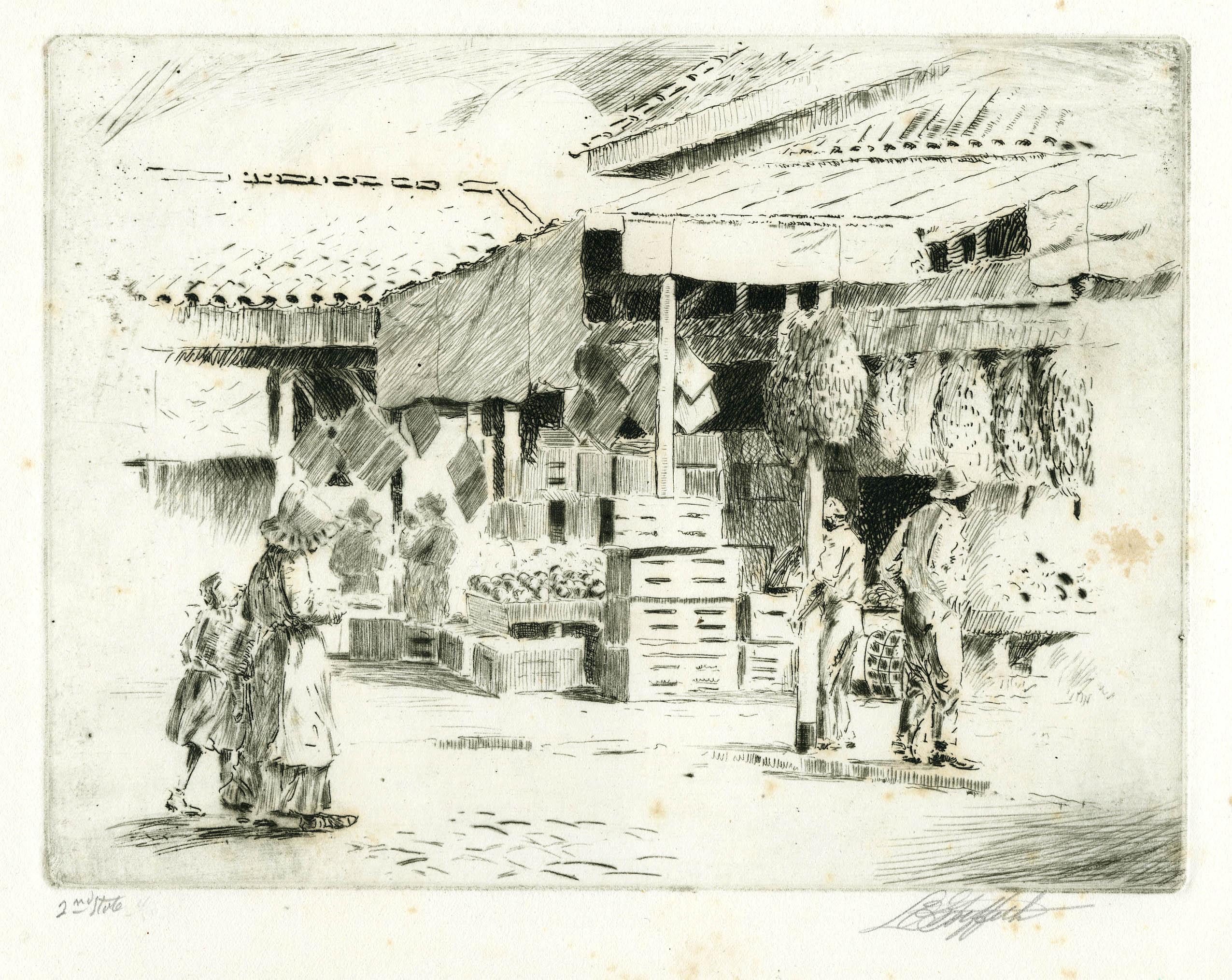 Figurative Print de Louis Oscar Griffith - Mediodía de calma (Charleston, Carolina del Sur)