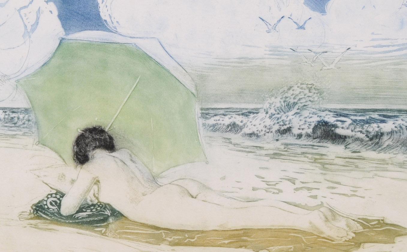 Sunbathing - American Impressionist Print by Louis Oscar Griffith
