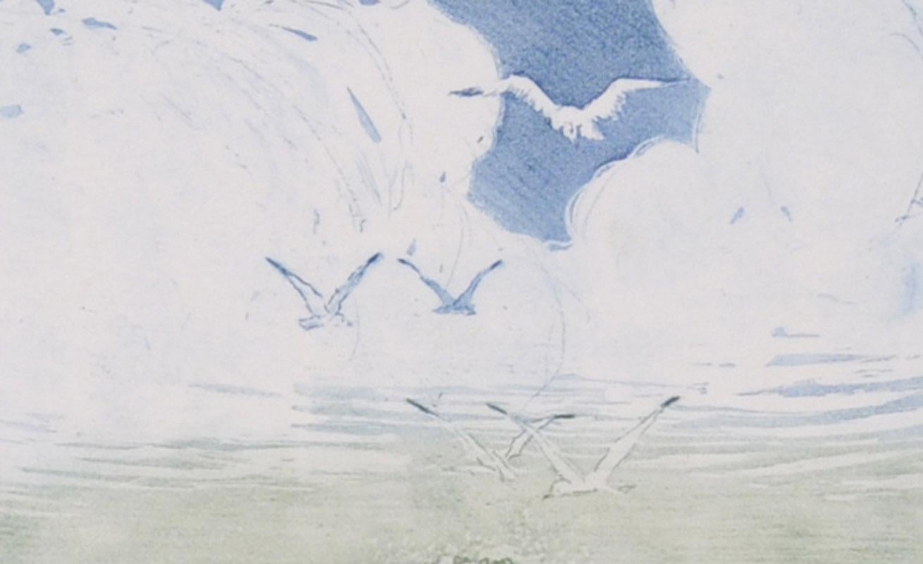 Sunbathing
Etching and color aquatint on watermarked Umbria Italy paper, c. 1915
Signed by the artist in pencil lower right (see photo)
Annotated: 
