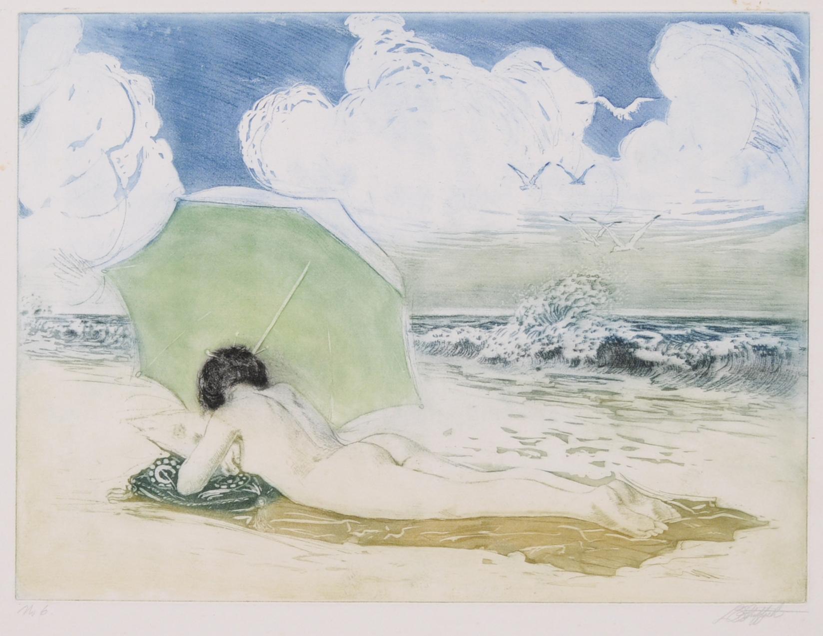 Louis Oscar Griffith Nude Print - Sunbathing