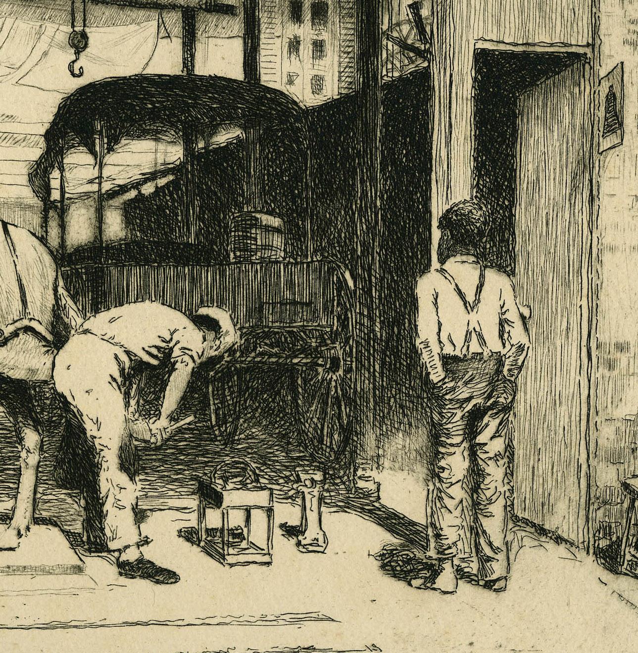 Untitled (Black smith in Charleston, South Carolina) - American Impressionist Print by Louis Oscar Griffith