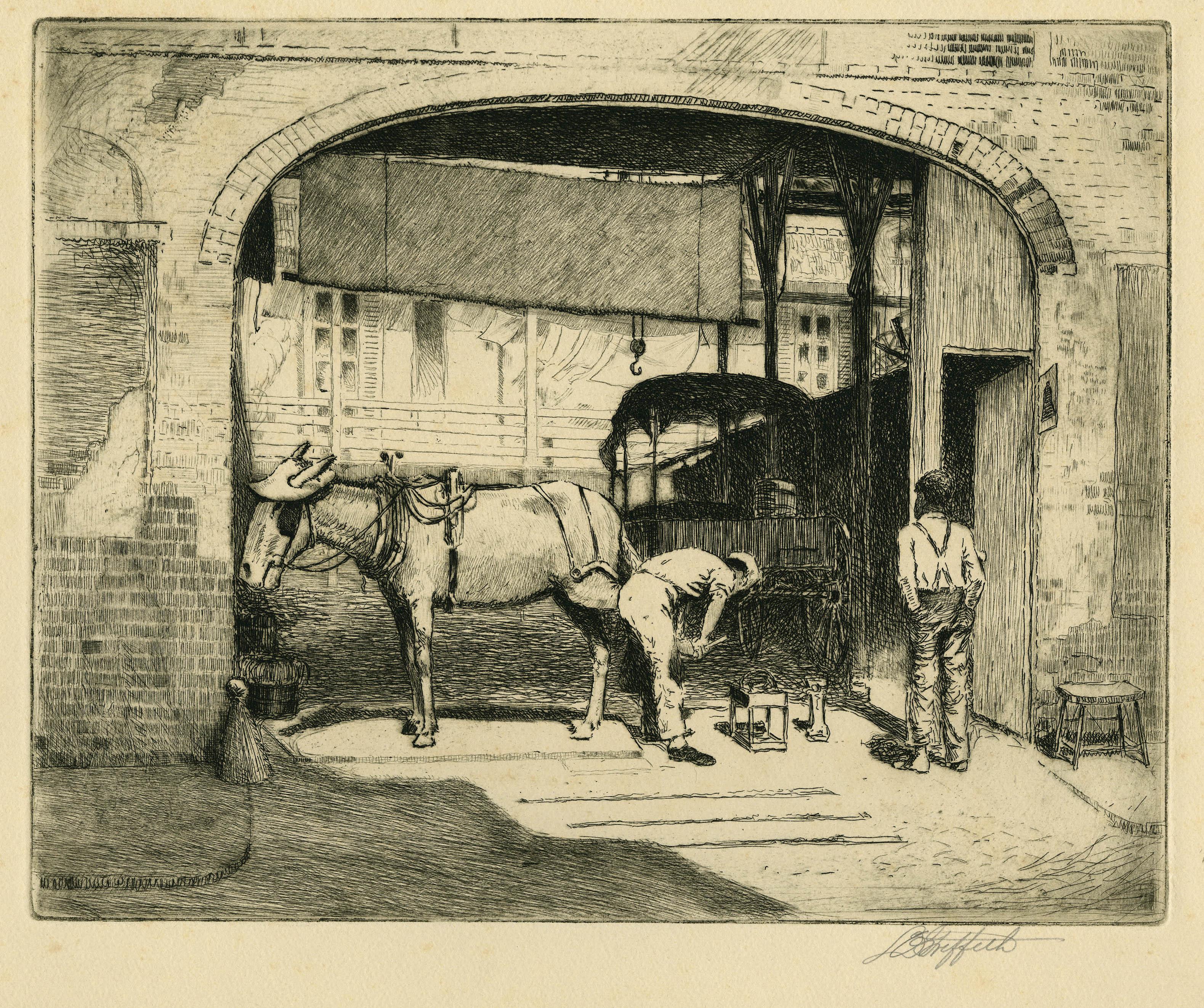 Louis Oscar Griffith Figurative Print - Untitled (Black smith in Charleston, South Carolina)