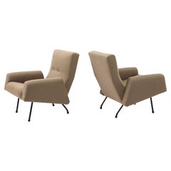 Louis Paolozzi “Concorde” Tan Armchairs, France 1950's