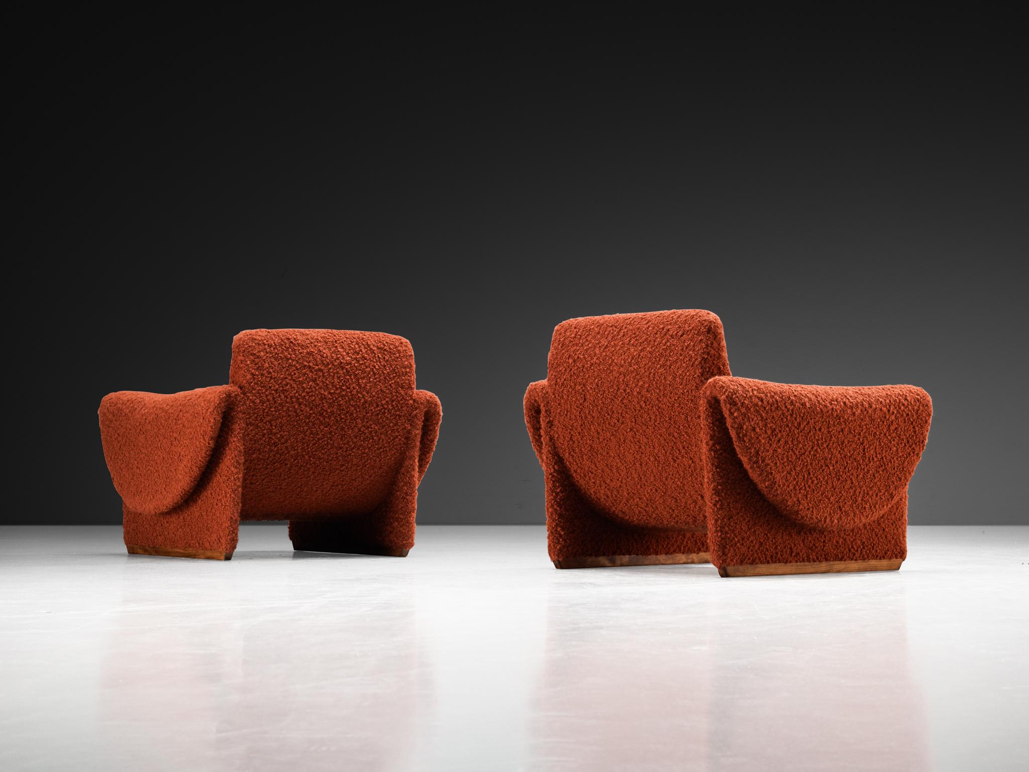 Mid-Century Modern Louis Paolozzi for Zol Pair of Lounge Chairs in in Burnt Orange