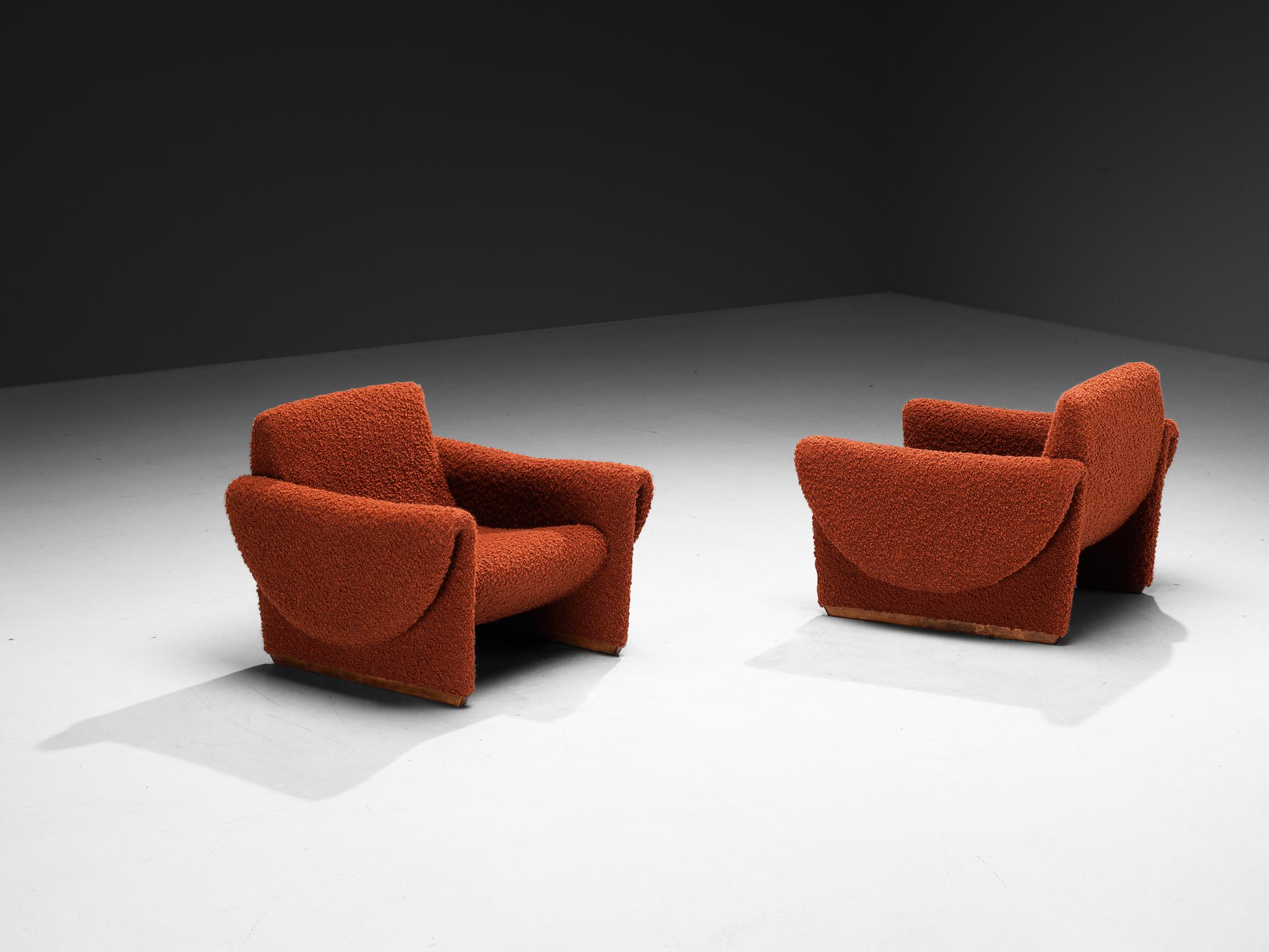 Italian Louis Paolozzi for Zol Pair of Lounge Chairs in in Burnt Orange