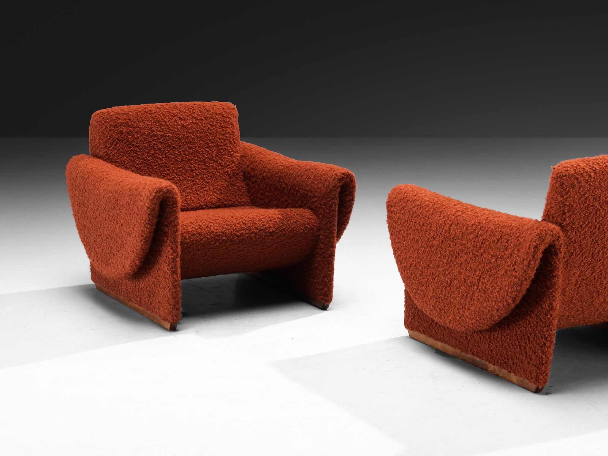 Louis Paolozzi for Zol Pair of Lounge Chairs in in Burnt Orange In Good Condition In Waalwijk, NL