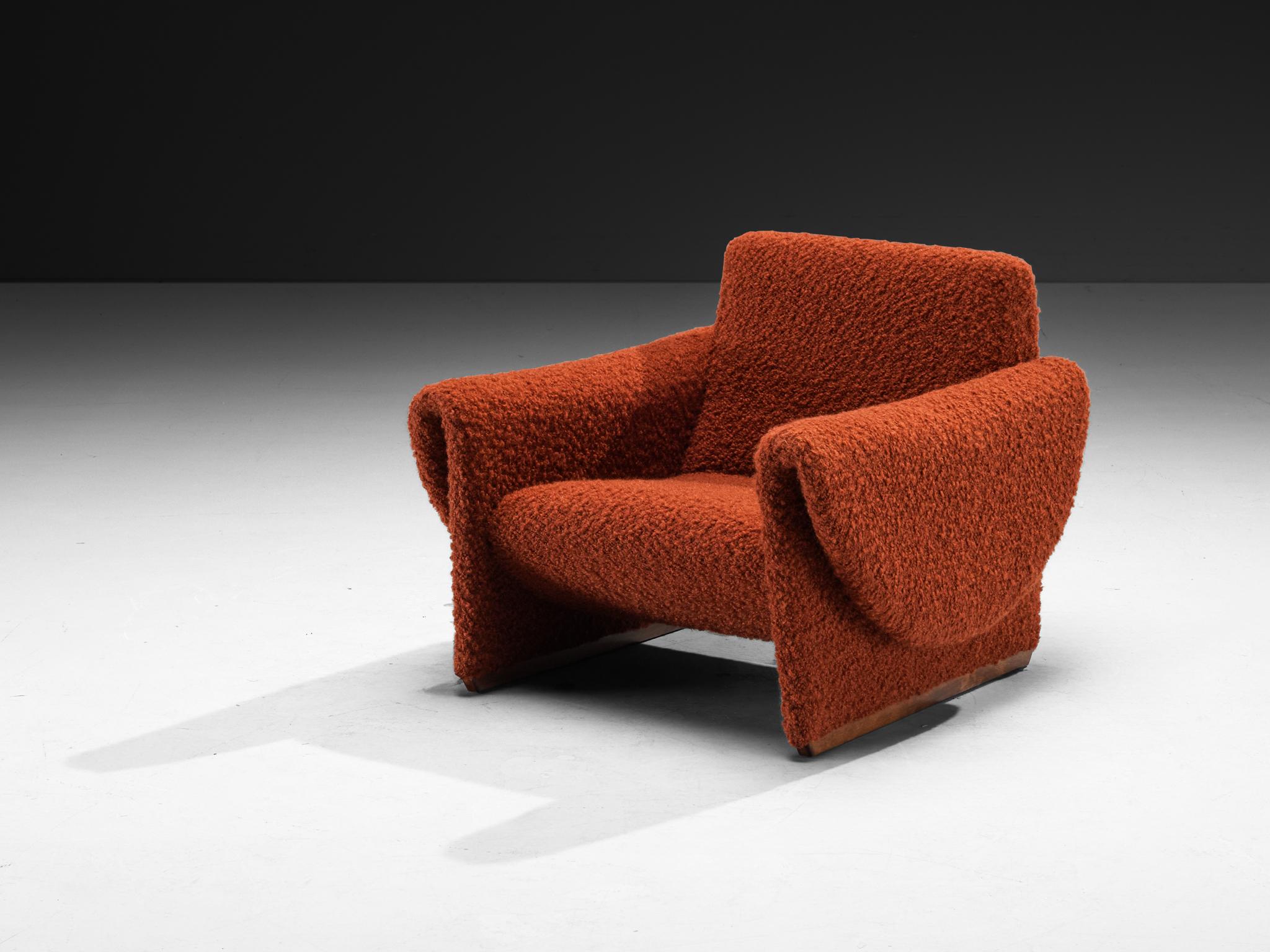 Mid-20th Century Louis Paolozzi for Zol Pair of Lounge Chairs in in Burnt Orange