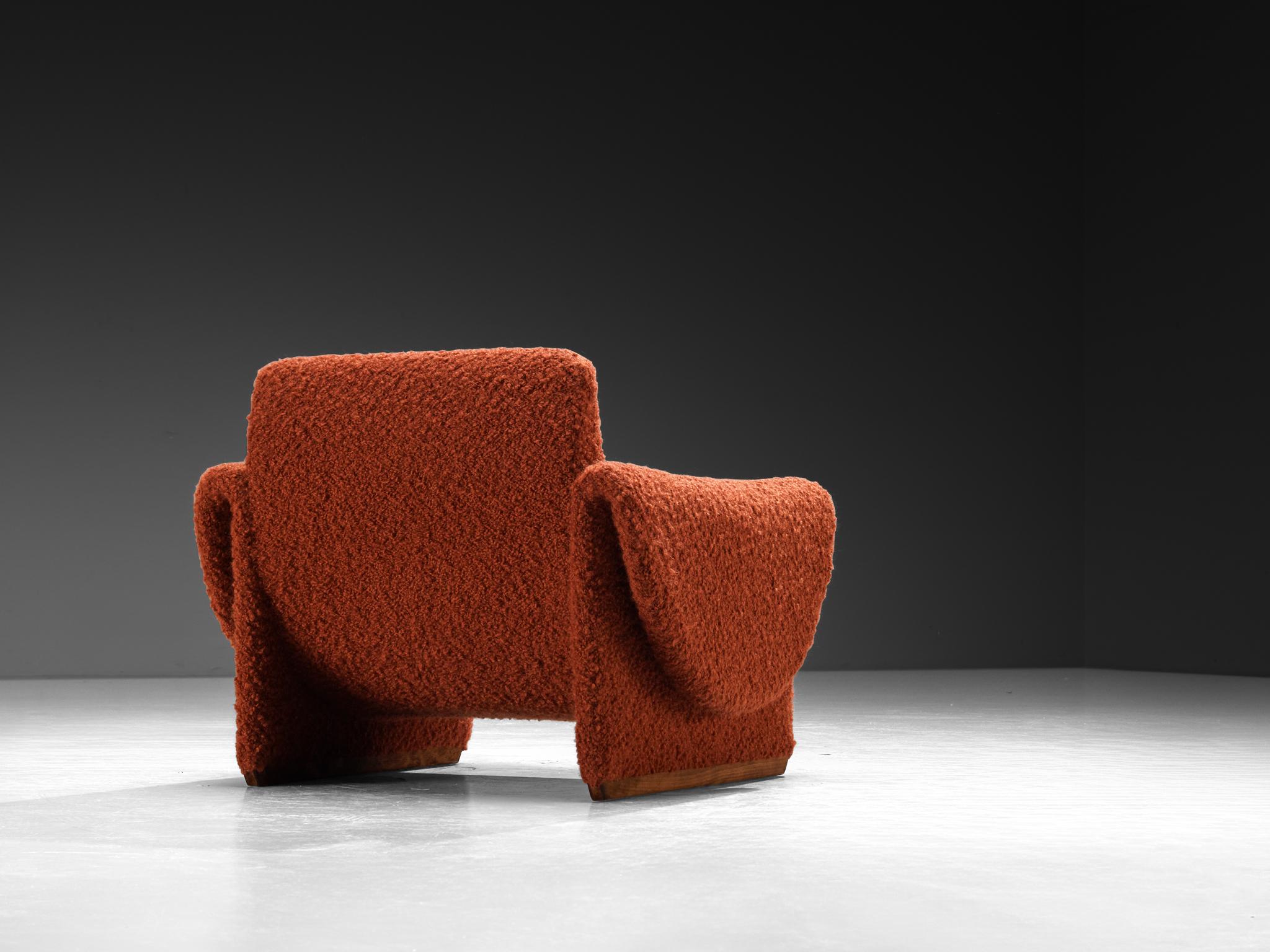 Fabric Louis Paolozzi for Zol Pair of Lounge Chairs in in Burnt Orange