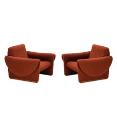 Louis Paolozzi para Zol Pareja de tumbonas en tela de color naranja quemado