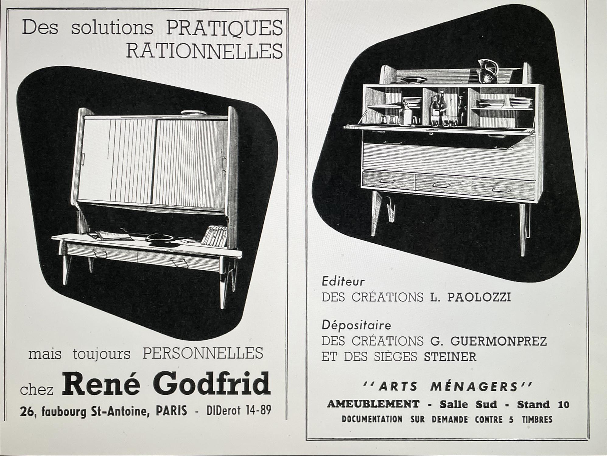 Louis Paolozzi, Oak Sideboard, France, 1950 For Sale 9